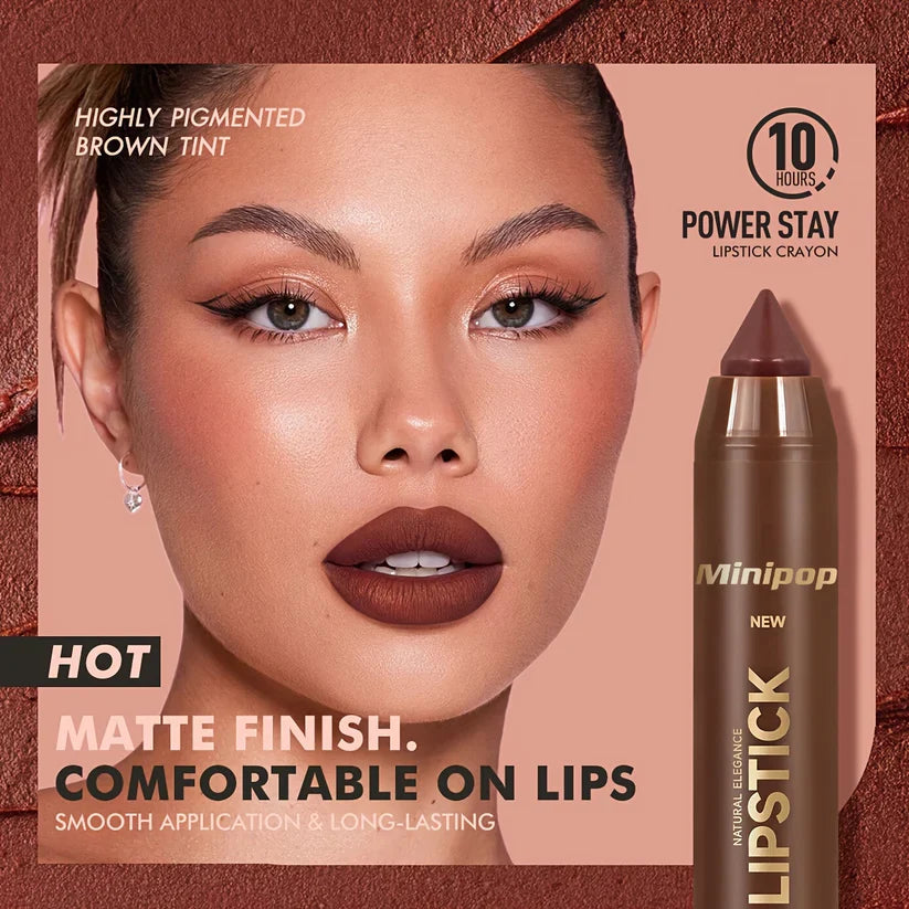 6Pcs Mauve Matte Brown Lip Liner and Lipstick Combo Set Kit
