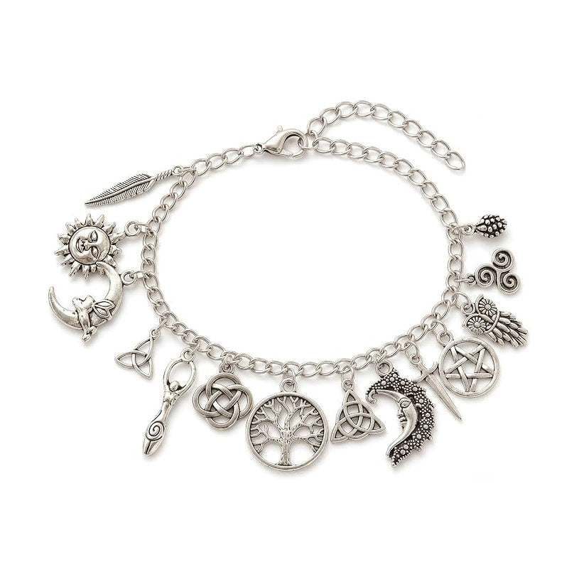 Vintage Witchy Charm Bracelet - Celestial Gothic Boho Jewelry for Women