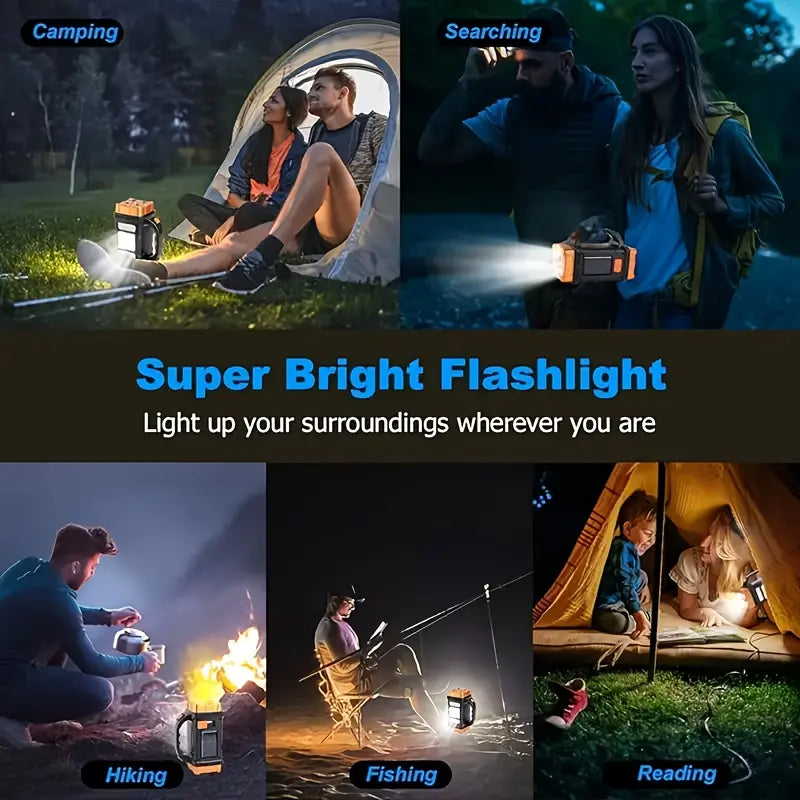 High-Power 4-LED Flashlight – Solar Powered & USB Rechargeable