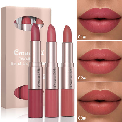 3PCS 2-in-1 Matte Lipstick & Lip Gloss Set