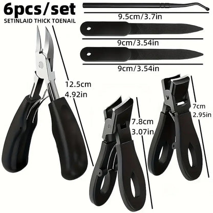 6PCS Wide-Jaw Toenail Clippers for Thick Nails