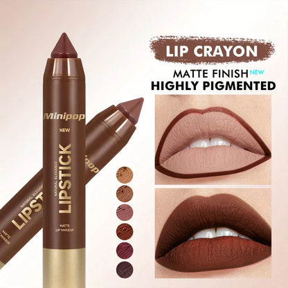 6Pcs Mauve Matte Brown Lip Liner and Lipstick Combo Set Kit