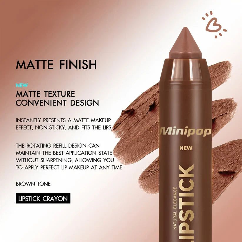 6Pcs Mauve Matte Brown Lip Liner and Lipstick Combo Set Kit