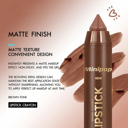 6Pcs Mauve Matte Brown Lip Liner and Lipstick Combo Set Kit