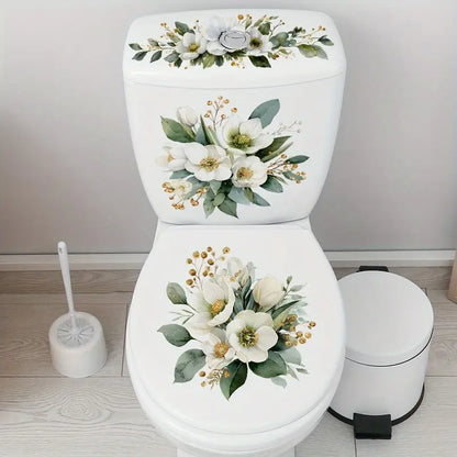 3-Piece Bathroom Toilet Sticker Set, PVC Self-Adhesive Decorative Decals
