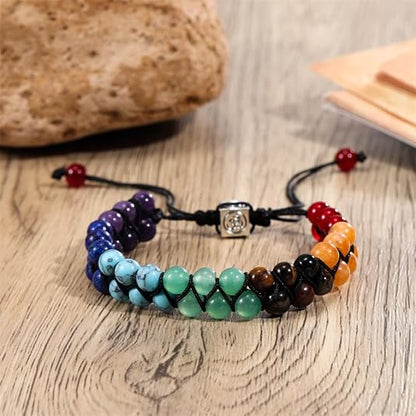 Women & Men 7 Chakras Healing Crystals Bracelet for Meditation Relax Anxiety Bangle