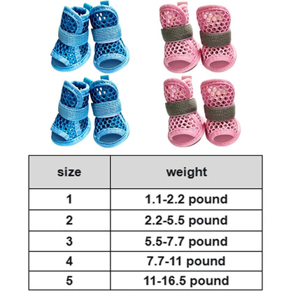 4 Pcs Mesh Dog Shoe for Small Medium Dogs