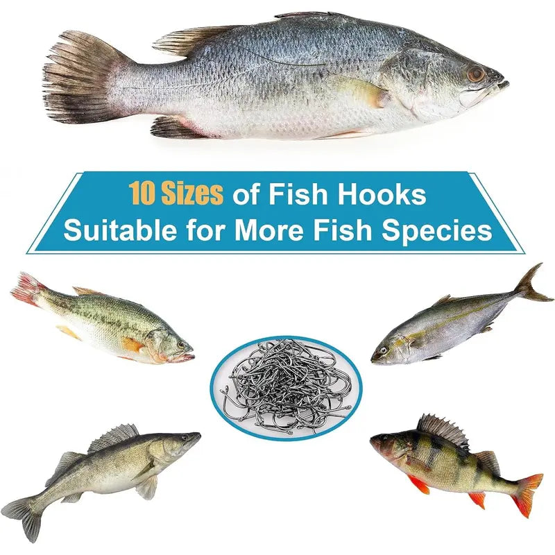 500Pcs Pack of Fishing Hooks with Barbs