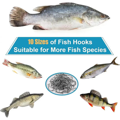 500Pcs Pack of Fishing Hooks with Barbs