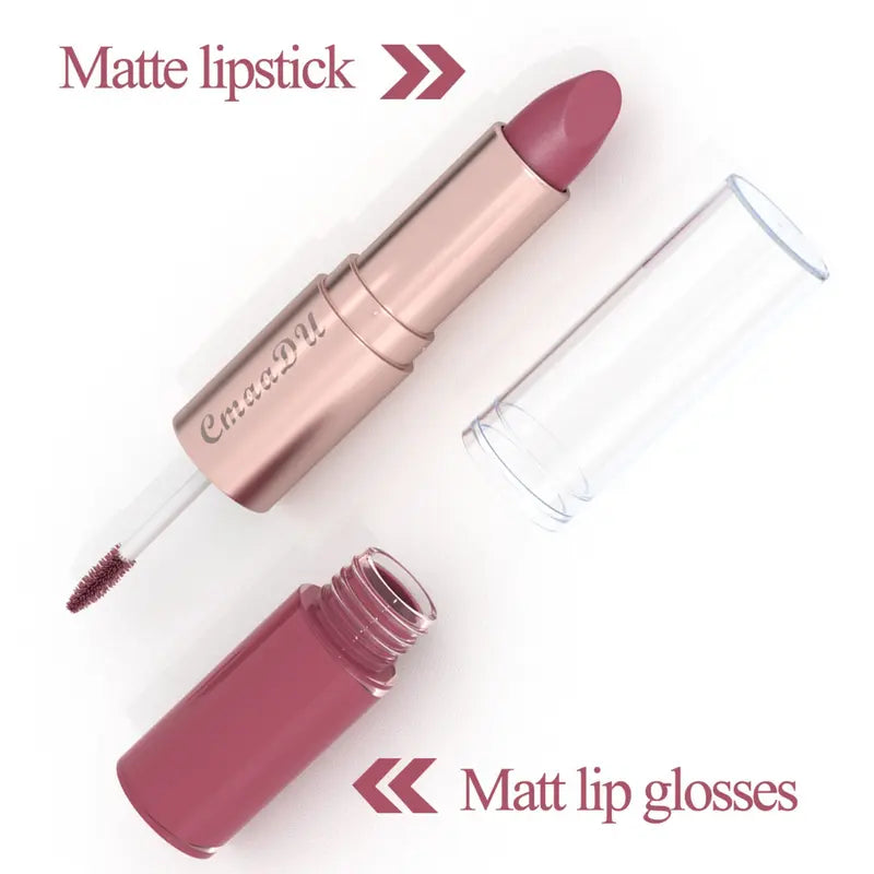 3PCS 2-in-1 Matte Lipstick & Lip Gloss Set