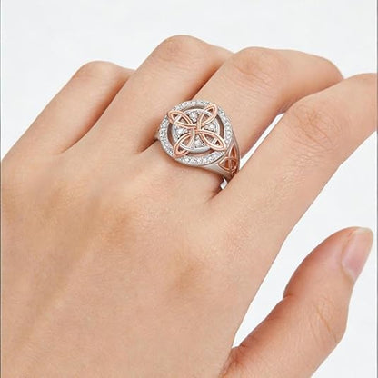 Handmade Witch's Return-Knot Protection Ring, Protect Your Loved Ones, Knot Design with Rose-Gold Detail