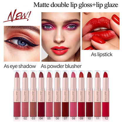 3PCS 2-in-1 Matte Lipstick & Lip Gloss Set