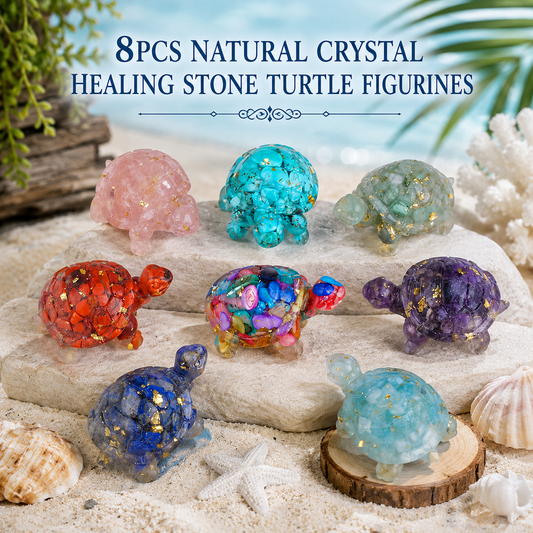 8PCS Crystal Sea Turtle Healing Stone Decor