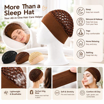 3-Piece Stretchy Wide-Edge Sleeping Cap Set