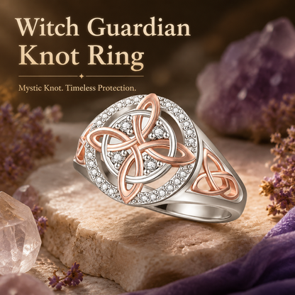 Handmade Witch's Return-Knot Protection Ring, Protect Your Loved Ones, Knot Design with Rose-Gold Detail