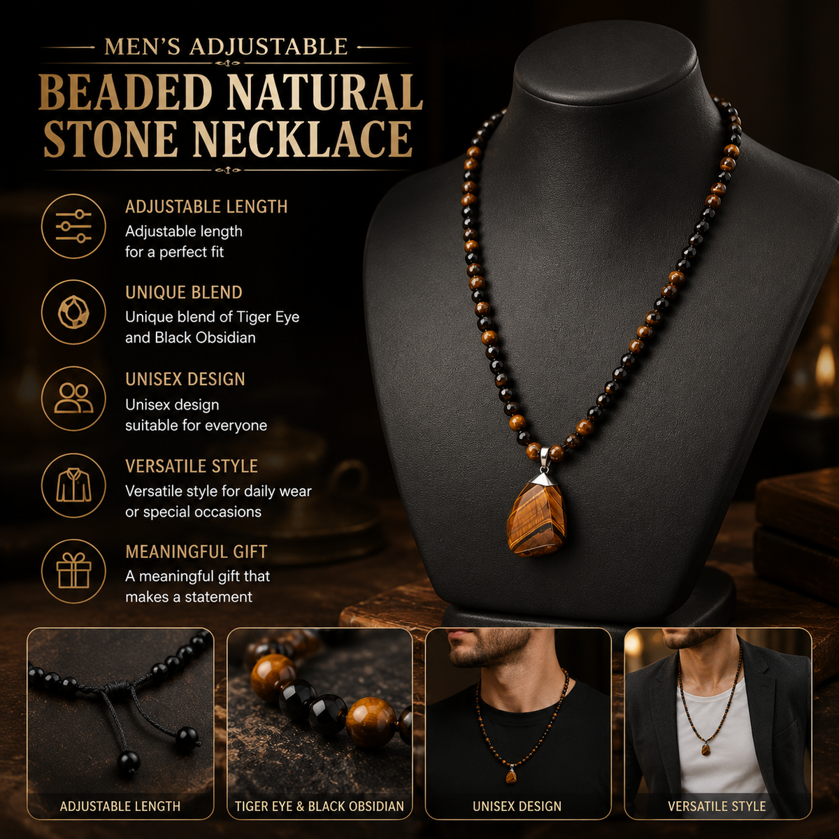 Black Obsidian Beaded Necklaces for Daily Wear & Gifting, Stylish Accessories