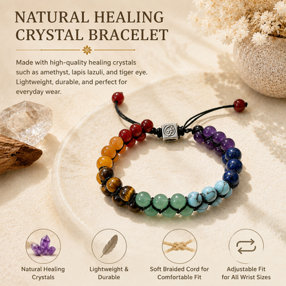 Women & Men 7 Chakras Healing Crystals Bracelet for Meditation Relax Anxiety Bangle