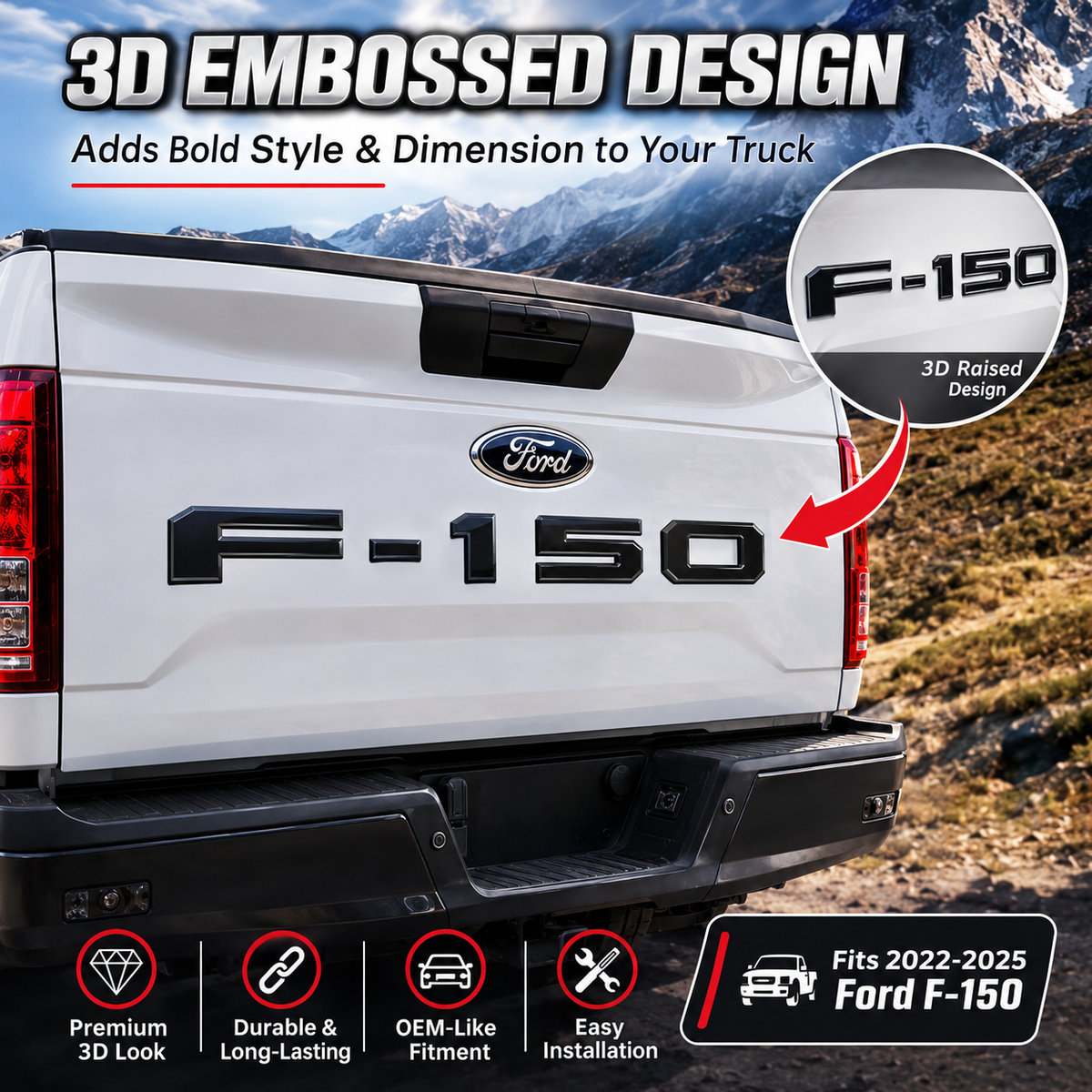 F-150 Tailgate Lettering Stickers – Pickup Truck Rear Decal Set