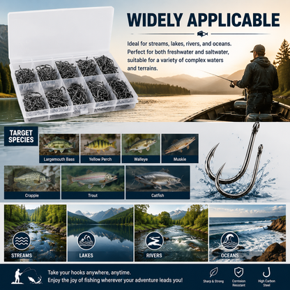 500Pcs Pack of Fishing Hooks with Barbs