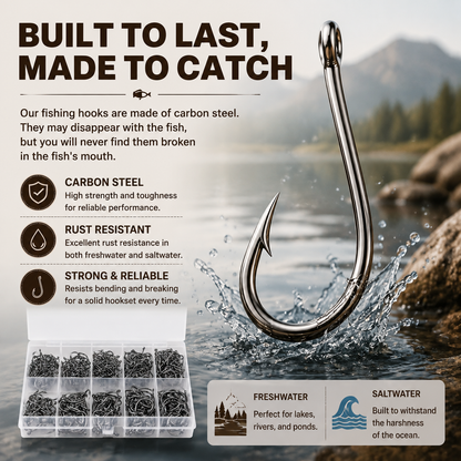 500Pcs Pack of Fishing Hooks with Barbs