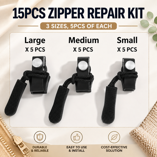 15PCS Zipper Replacement Sliders – Universal Repair Tool Kit