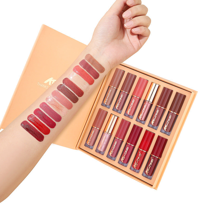 12 Colors Matte Velvet Lip Gloss Set Waterproof Long Wearing Liquid Lipstick Lip Stain Set