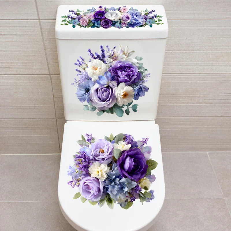 3-Piece Bathroom Toilet Sticker Set, PVC Self-Adhesive Decorative Decals