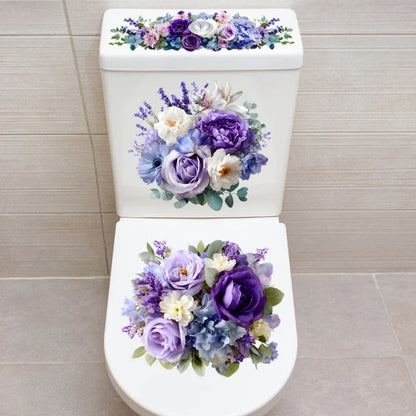 3-Piece Bathroom Toilet Sticker Set, PVC Self-Adhesive Decorative Decals