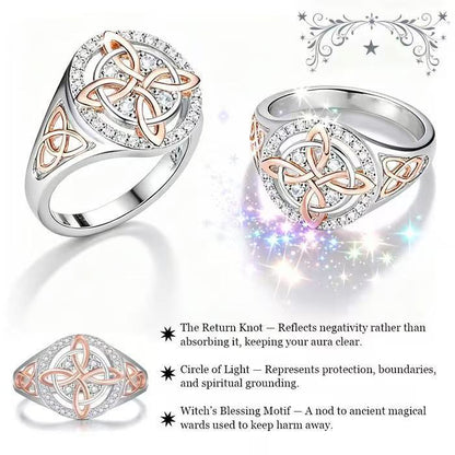 Handmade Witch's Return-Knot Protection Ring, Protect Your Loved Ones, Knot Design with Rose-Gold Detail
