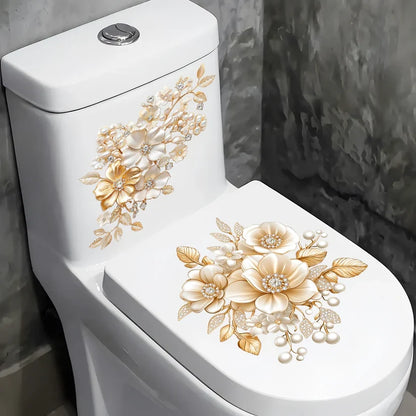 3-Piece Bathroom Toilet Sticker Set, PVC Self-Adhesive Decorative Decals