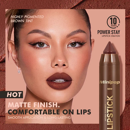 6Pcs Mauve Matte Brown Lip Liner and Lipstick Combo Set Kit