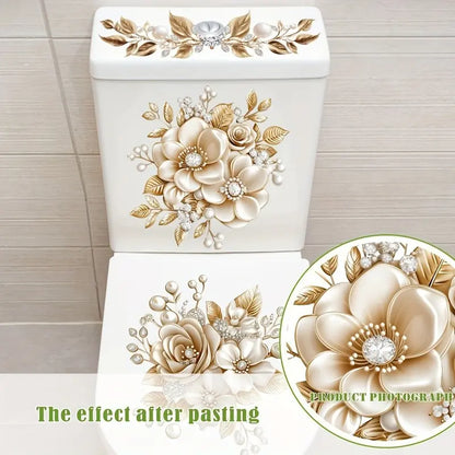 3-Piece Bathroom Toilet Sticker Set, PVC Self-Adhesive Decorative Decals