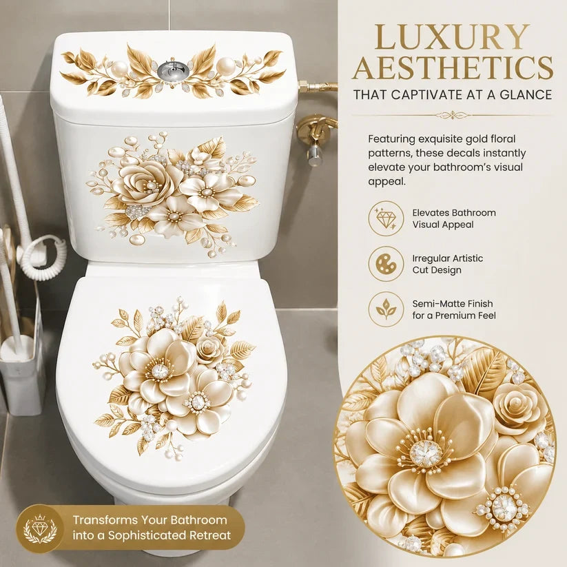 3-Piece Bathroom Toilet Sticker Set, PVC Self-Adhesive Decorative Decals